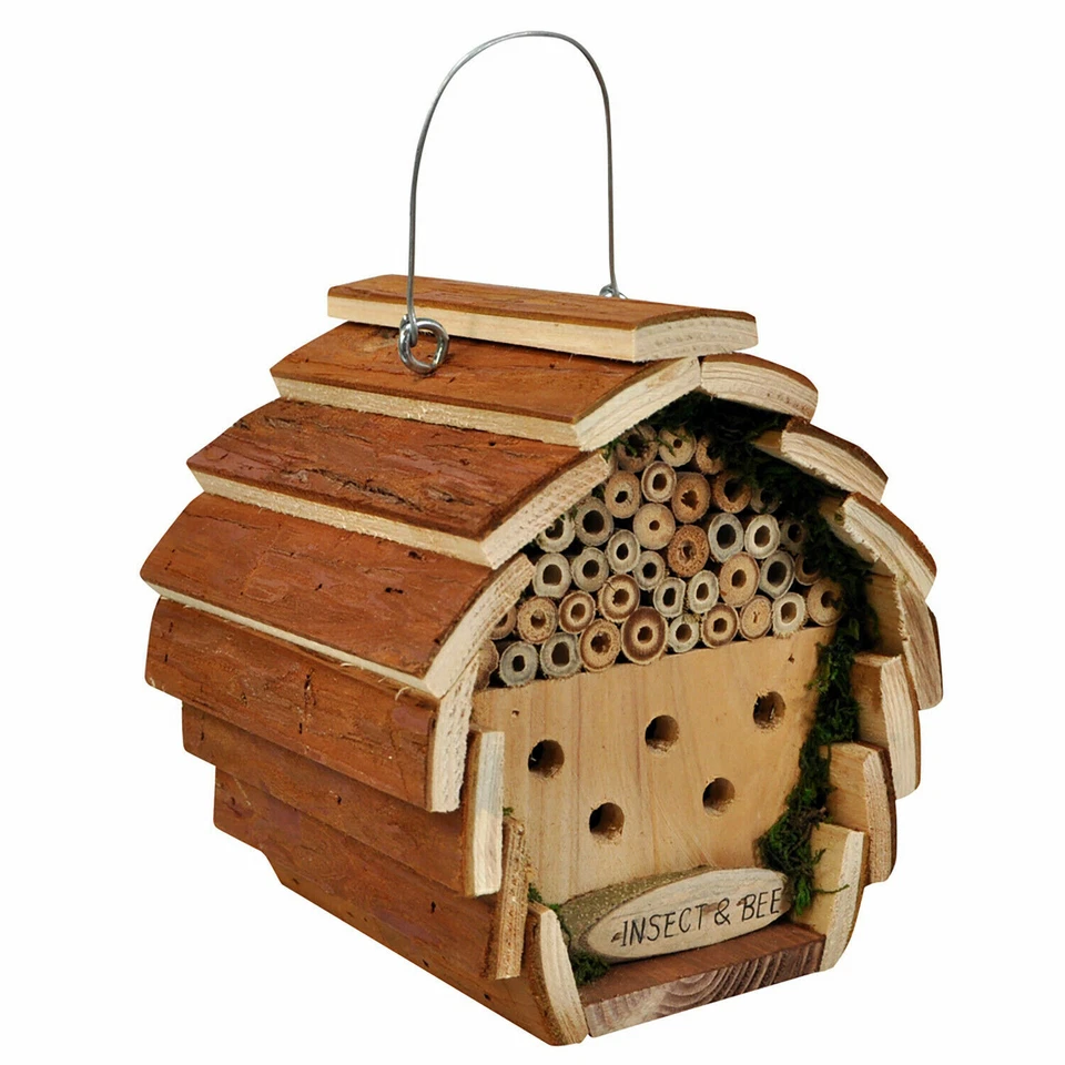 Hanging Wooden Insect & Bee Hotel Shelter Garden Nest Box