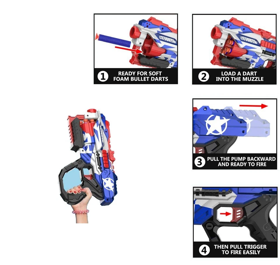 Captain America Soft Dart Bullet Blaster Nerf Gun 20 Bullets Target Kids Toy