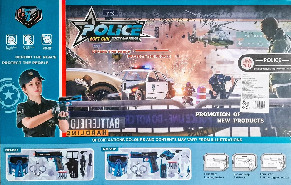 Police Mission SWAT Role Playset Soft Gun Mask Kids Gift Set 17 Durable pieces