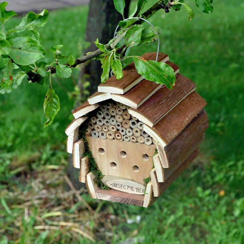 Hanging Wooden Insect & Bee Hotel Shelter Garden Nest Box