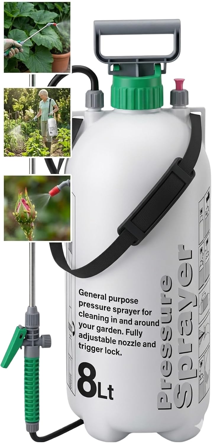 8 Litre Multi-Purpose Pressure Sprayer Bottle with Adjustable Nozzle
