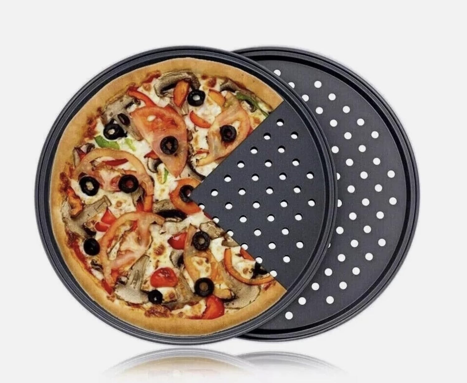 ack of 2 Non Stick Pizza Tray - Ø34 x 1 cm